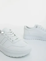 Pantofi sport dama albi din piele ecologica Anzara