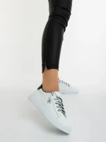 Pantofi sport dama albi cu negru din piele ecologica Catiopia