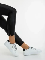 Pantofi sport dama albi cu negru din piele ecologica Catiopia