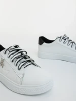 Pantofi sport dama albi cu negru din piele ecologica Catiopia