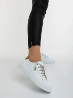 Pantofi sport dama albi cu bej din piele ecologica Catiopia