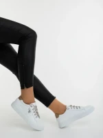 Pantofi sport dama albi cu bej din piele ecologica Catiopia