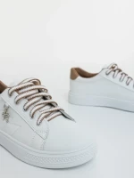 Pantofi sport dama albi cu bej din piele ecologica Catiopia