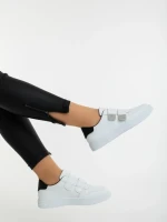 Pantofi sport dama albi cu negru din piele ecologica Mikana