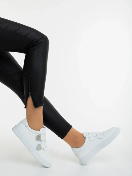 Pantofi sport dama albi din piele ecologica Mikana