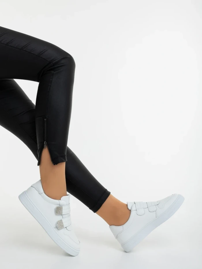 Pantofi sport dama albi din piele ecologica Mikana