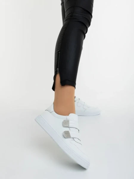 Pantofi sport dama albi din piele ecologica Mikana