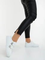 Pantofi sport dama albi din piele ecologica Mikana