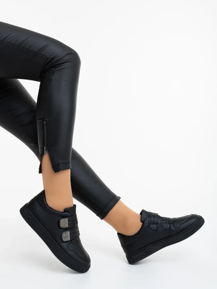 Pantofi sport dama negri din piele ecologica Mikana