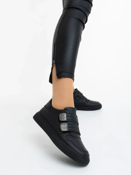 Pantofi sport dama negri din piele ecologica Mikana