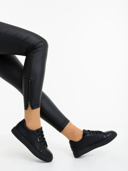 Pantofi sport dama negri din piele ecologica Nimira