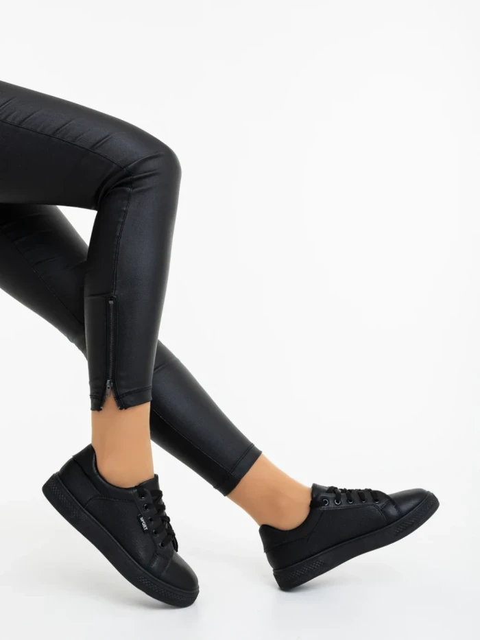 Pantofi sport dama negri din piele ecologica Nimira