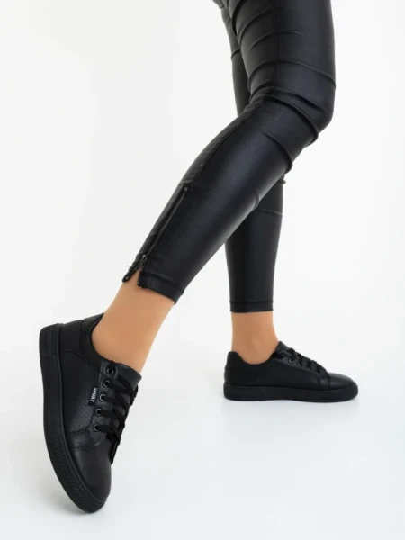 Pantofi sport dama negri din piele ecologica Nimira