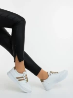 Pantofi sport dama albi cu bej din piele ecologica Anzara