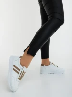 Pantofi sport dama albi cu bej din piele ecologica Anzara