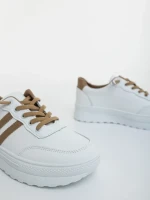 Pantofi sport dama albi cu bej din piele ecologica Anzara