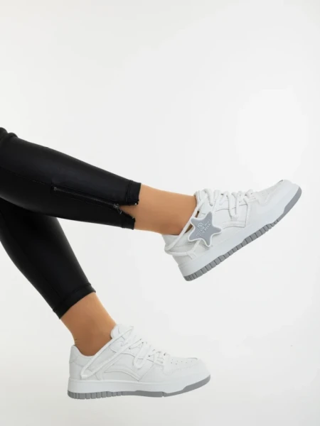 Pantofi sport dama albi din piele ecologica Serenza