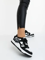 Pantofi sport dama negri cu alb din piele ecologica Serenza