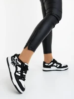 Pantofi sport dama negri cu alb din piele ecologica Serenza