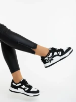 Pantofi sport dama negri cu alb din piele ecologica Serenza
