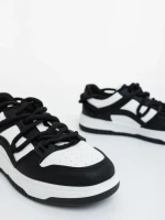 Pantofi sport dama negri cu alb din piele ecologica Serenza