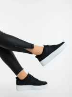 Pantofi sport dama negri cu alb din piele ecologica Sikara