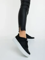 Pantofi sport dama negri cu alb din piele ecologica Sikara