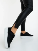 Pantofi sport dama negri cu alb din piele ecologica Sikara