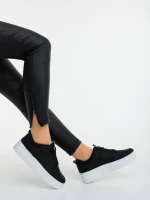 Pantofi sport dama negri cu alb din piele ecologica Sikara