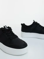 Pantofi sport dama negri cu alb din piele ecologica Sikara