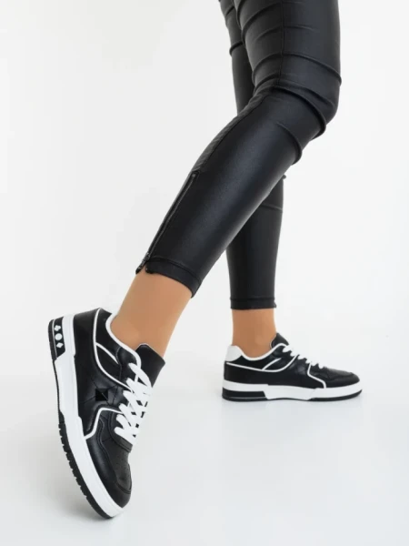Pantofi sport dama negri cu alb din piele ecologica Dachara