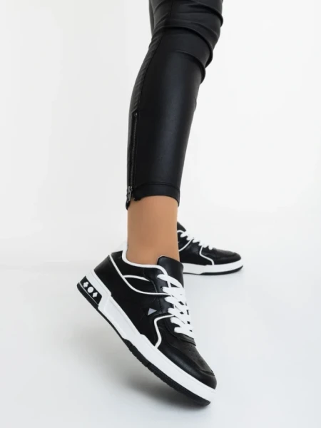Pantofi sport dama negri cu alb din piele ecologica Dachara