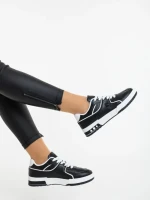 Pantofi sport dama negri cu alb din piele ecologica Dachara