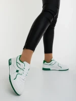Pantofi sport dama albi cu verde din piele ecologica Dachara