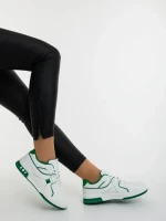 Pantofi sport dama albi cu verde din piele ecologica Dachara