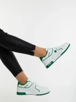Pantofi sport dama albi cu verde din piele ecologica Dachara