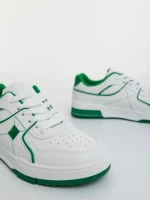 Pantofi sport dama albi cu verde din piele ecologica Dachara