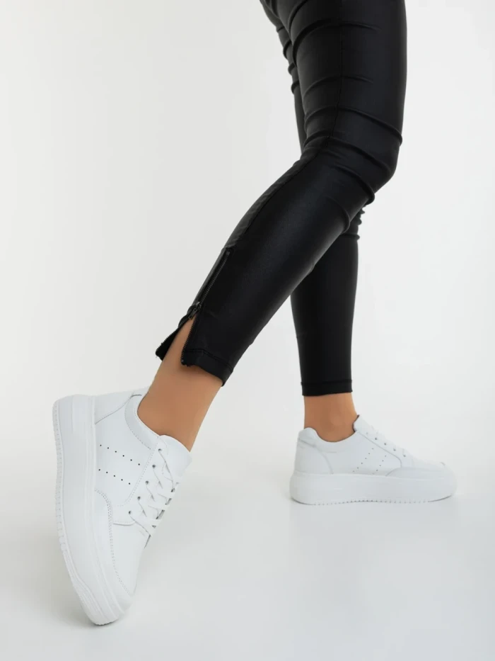 Pantofi sport dama albi din piele ecologica Rivenia