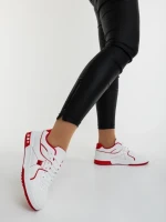 Pantofi sport dama albi cu rosu din piele ecologica Dachara