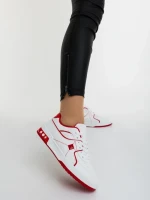 Pantofi sport dama albi cu rosu din piele ecologica Dachara