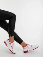 Pantofi sport dama albi cu rosu din piele ecologica Dachara