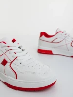 Pantofi sport dama albi cu rosu din piele ecologica Dachara