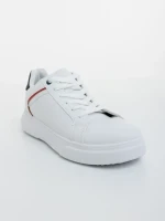Pantofi sport barbati albi cu rosu din piele ecologica Karcen