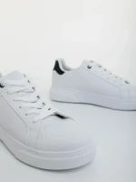 Pantofi sport barbati albi cu rosu din piele ecologica Karcen