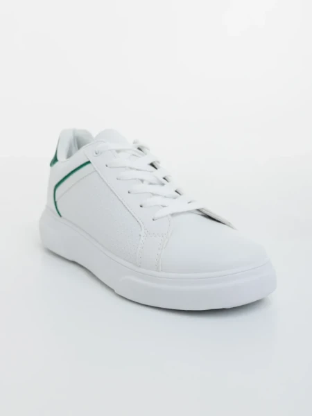 Pantofi sport barbati albi cu verde din piele ecologica Karcen