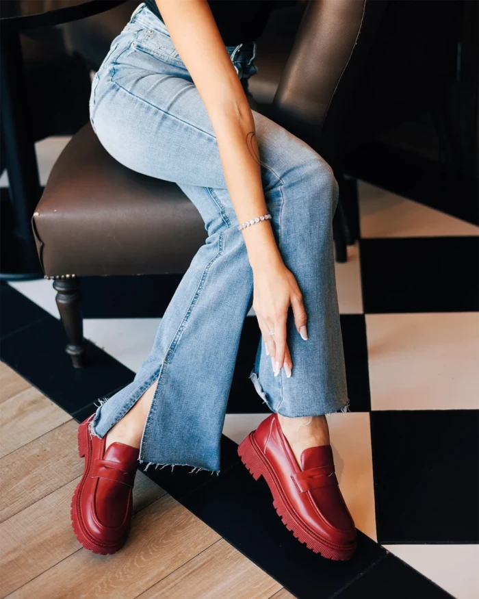 Mocasini dama grena din piele ecologica Sumira