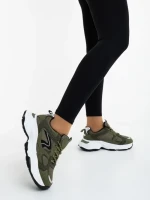 Pantofi sport dama verzi din piele ecologica si material textil Nuzia