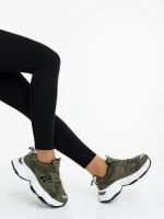 Pantofi sport dama verzi din piele ecologica si material textil Nuzia