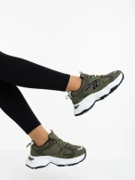 Pantofi sport dama verzi din piele ecologica si material textil Nuzia