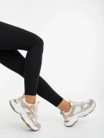 Pantofi sport dama bej din piele ecologica si material textil Nuzia